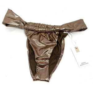 Good American Foil Ruched Bikini Bottom Mocha Foil Size 3 US Large